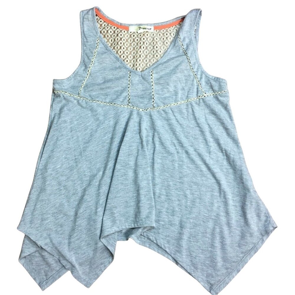 Womens Tank Top Knit Lace Back Lightweight Handkerchief Hem Shirt Medium u